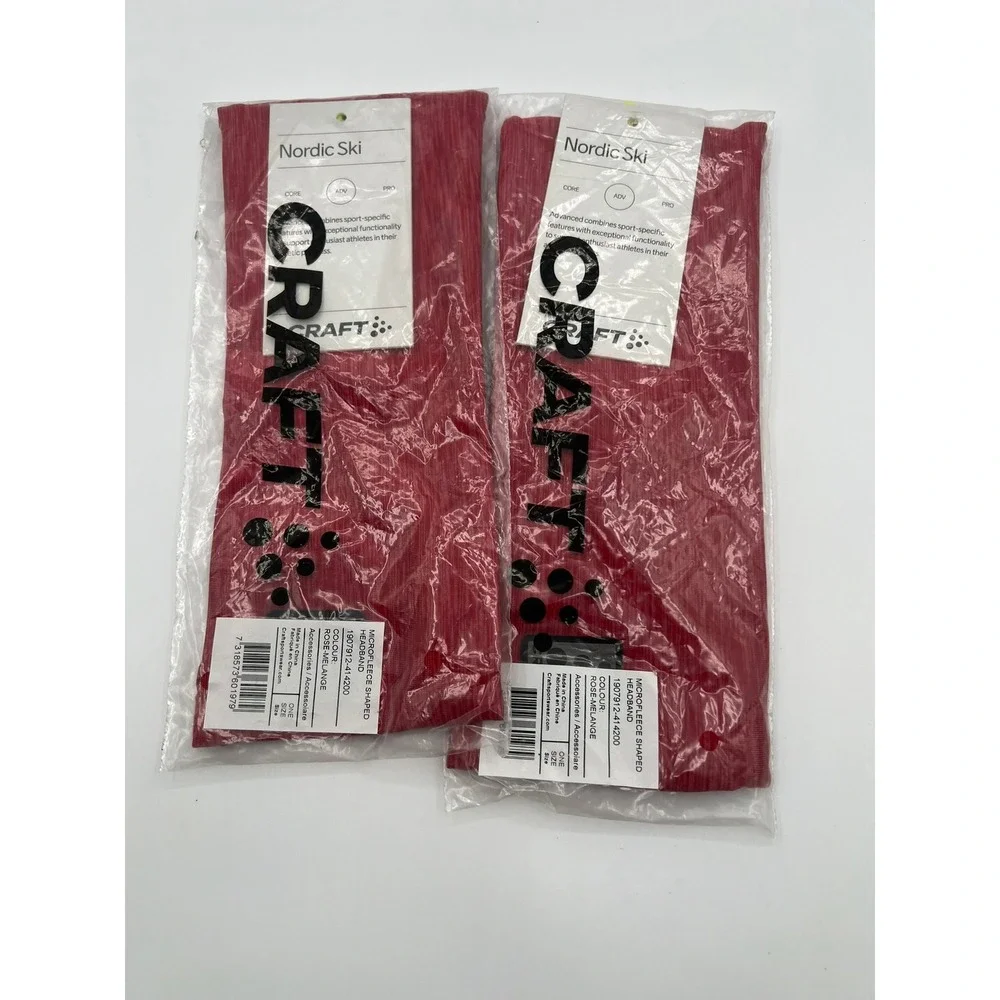 Craft Nordic Ski Microfleece Shaped Headband Rose Melange 1907912-414200 2 Pack